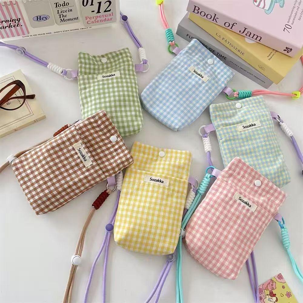 Women's Plaid Mini Crossbody Phone and Card Holder Handbag - Fashionable Casual Shoulder Bag