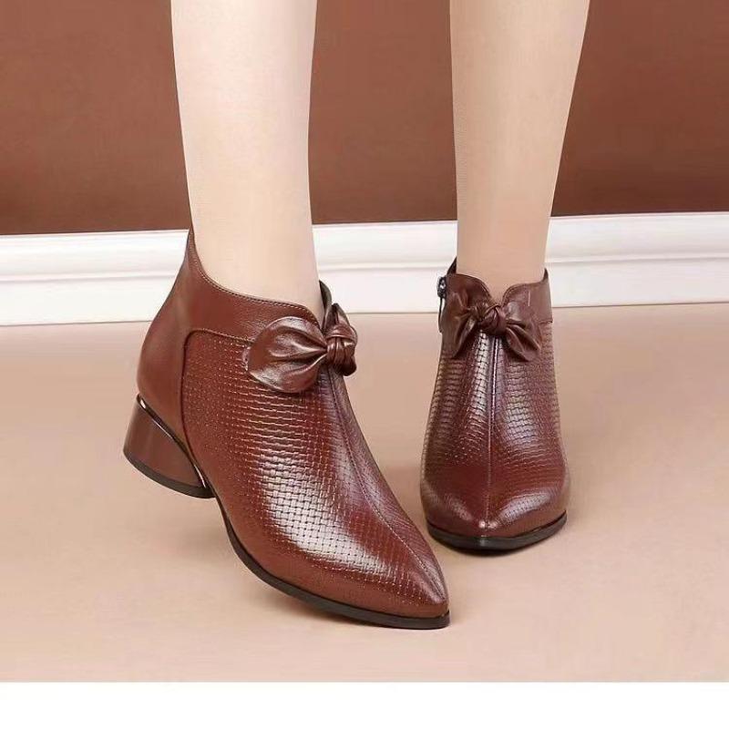 New Pointed Thick Heel Short Boots Mother's Shoes Women Boots