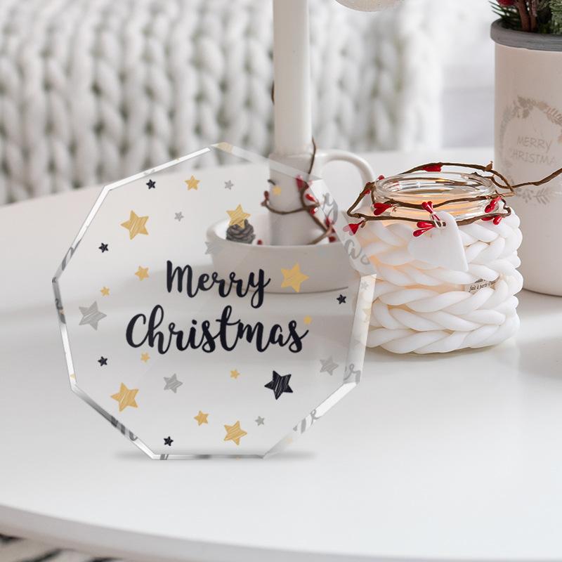 Souvenir für Freunde und Angehörige Zuhause Neunseitige Transparente Acryl-Weihnachtsornamente