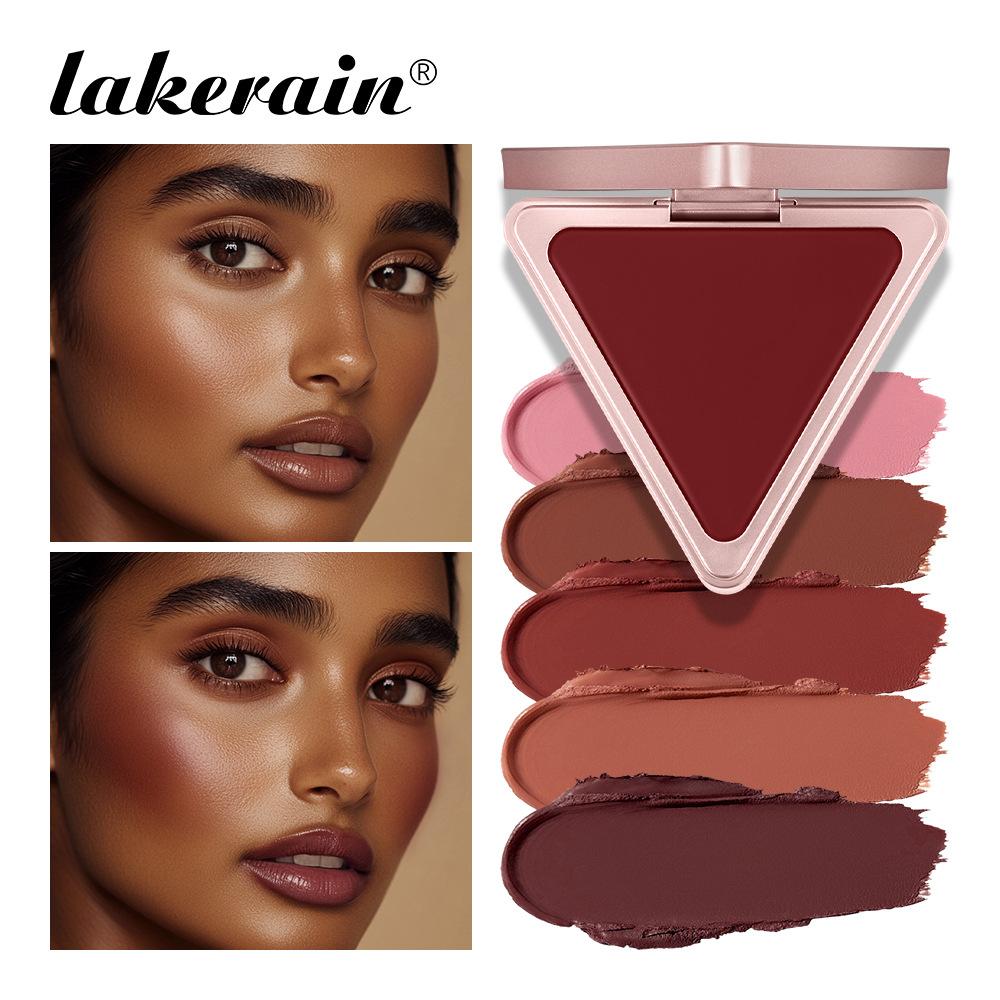 Triangle Cream Blush Cream Blush Cream Fresh Natural Nude Makeup Waterproof Blush Cream Matt Satin Long-lasting Rouge, Pink and Sexy Blush Cream