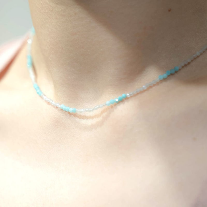 HARANG HR 45N_Labradorite Aquamarine Beads Necklace