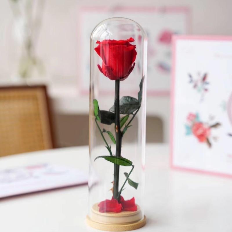 Fiore Immortale Rosa Il Piccolo Principe Cupola di Vetro Festa della Mamma San Valentino Ramo Singolo Rosa Immortale