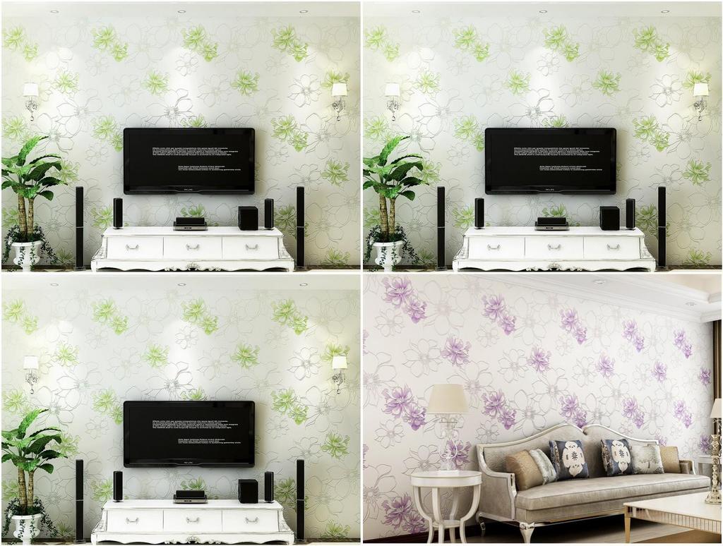 Euro Style Floral Wall Paper With Embossed Silk Fabric For Bedroom Decor