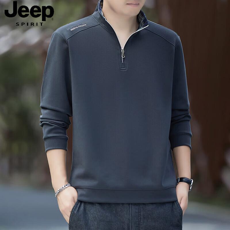 JEEP SPIRIT Men s Stand-up Collar Half-Zip Sweatshirt 2XL
