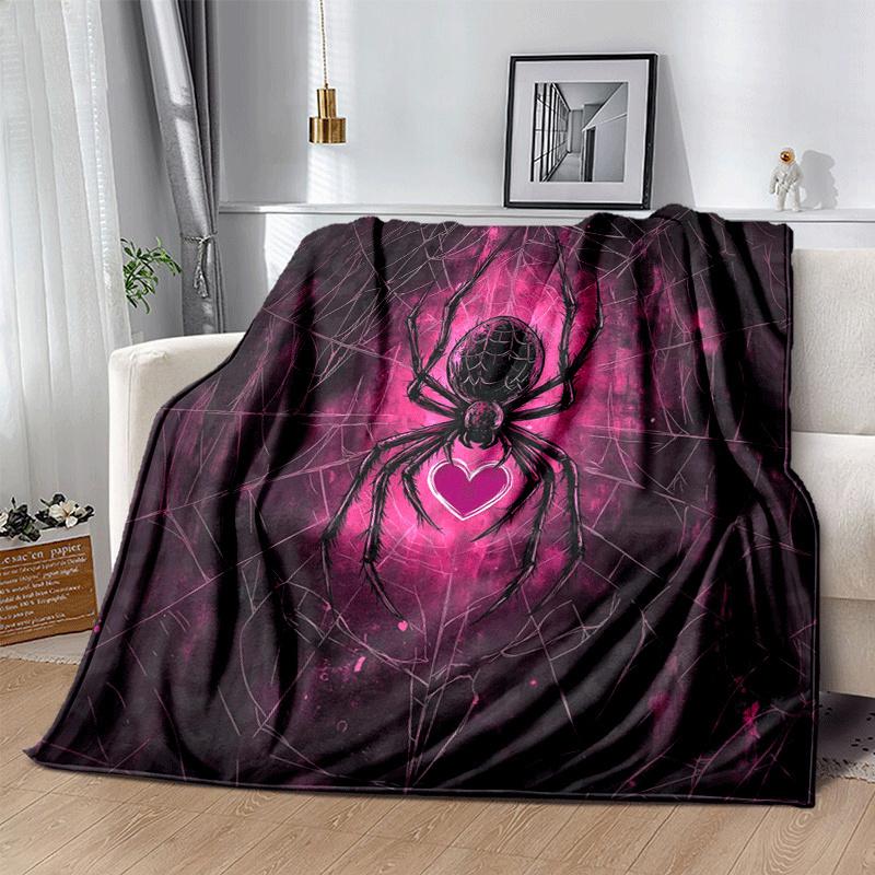 1pc Spider Printing Lightweight Flannel Blanket, Comfortable and Warm Blanket, for Camping Sofa Bed and Couch Office, Suitable for Gift Blank