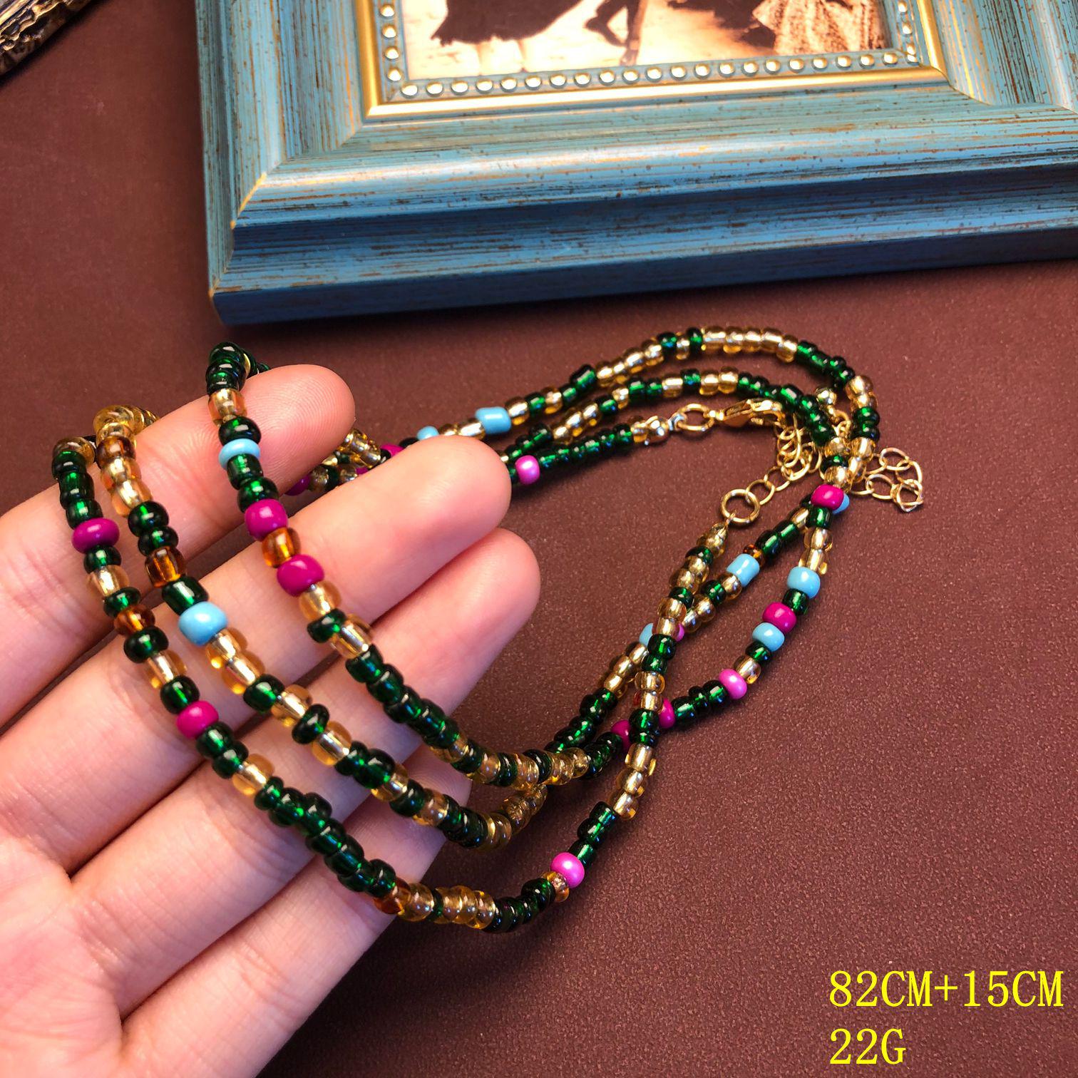 Bohemian Women s Multi-layer Mixed Color Bead Necklace Set
