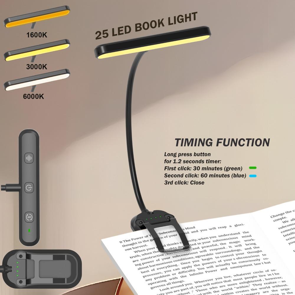 25 LED LED Reading Light 3 Colors Bookmark Lamp Portable Mini Book Light  Travel