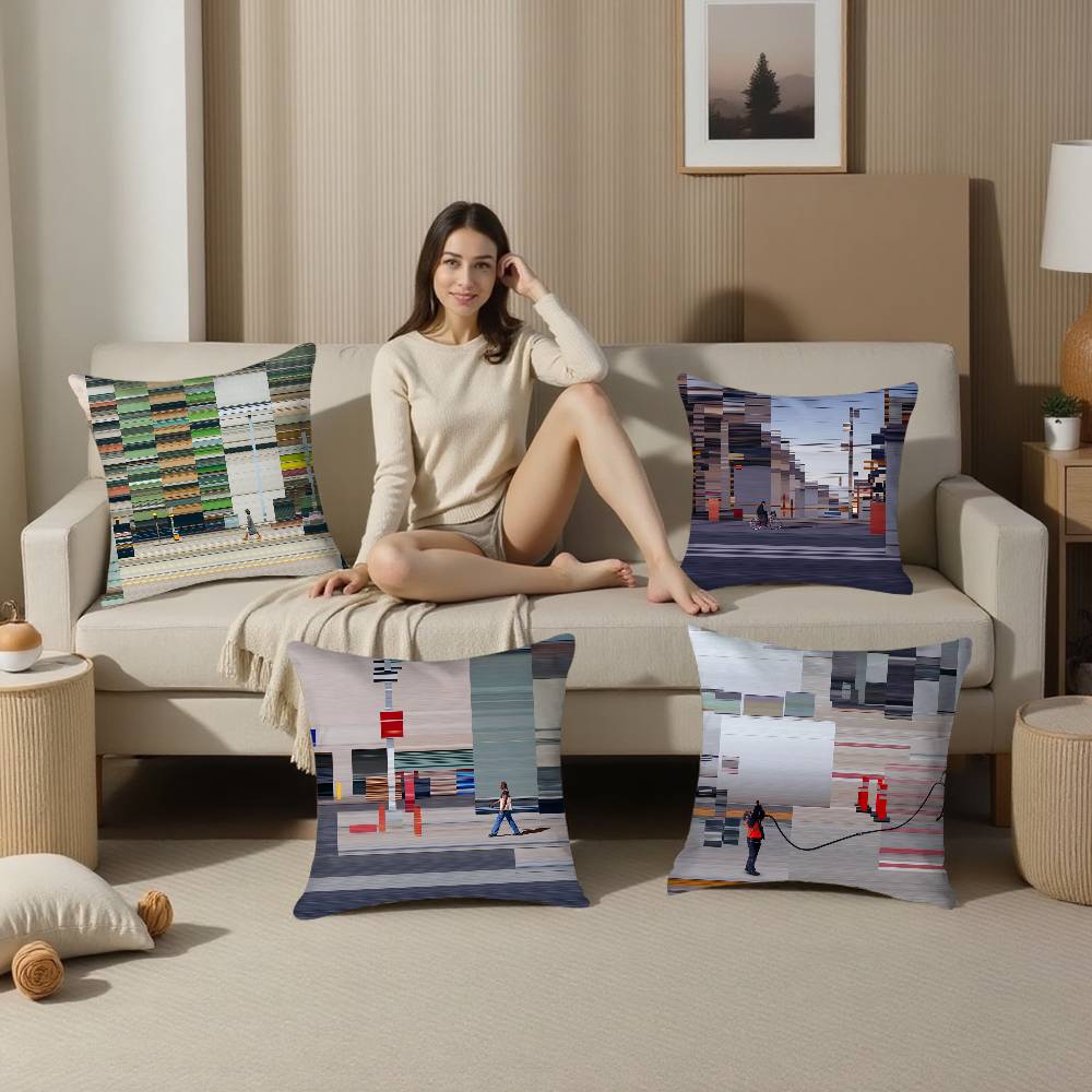 Home Decor Abstract Urban Street Digital Print Pillowcase Pattern Cushion Cover Suitable for Sofa Bedroom Car Pillow Cover