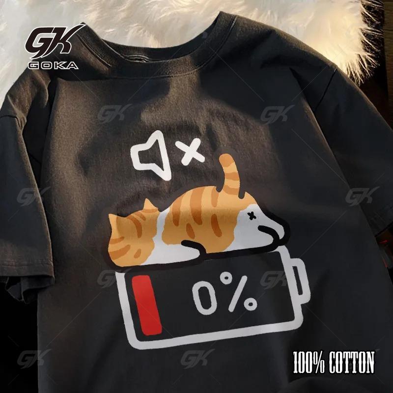 

Летняя футболка из 100% чистого хлопка в стиле ретро с принтом кошки, свободная, с коротким рукавом, женская, летний топ с круглым вырезом 4XL