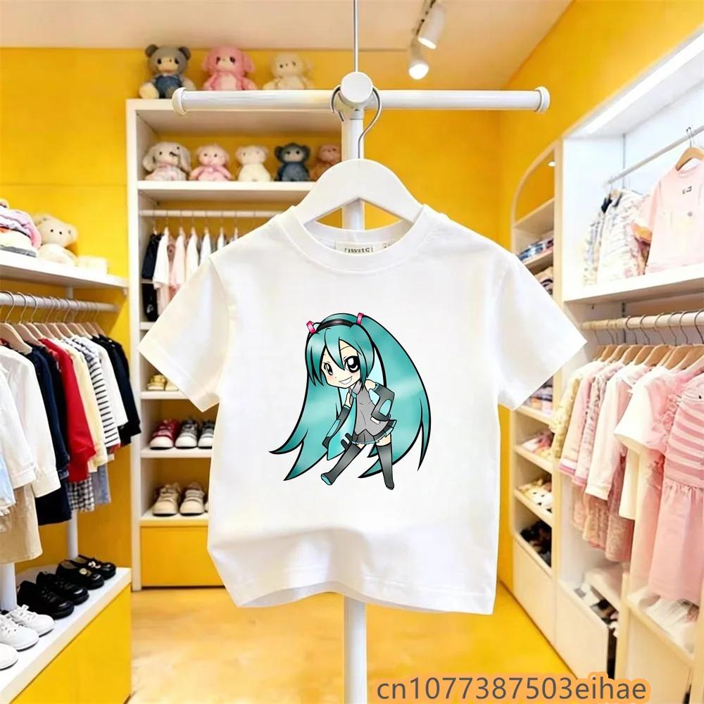 Summer Trend Hatsune Miku Collaboration Pure Cotton Short Sleeve Loose Fit Printed Casual Tee Soft Skin Friendly for Boys Girls