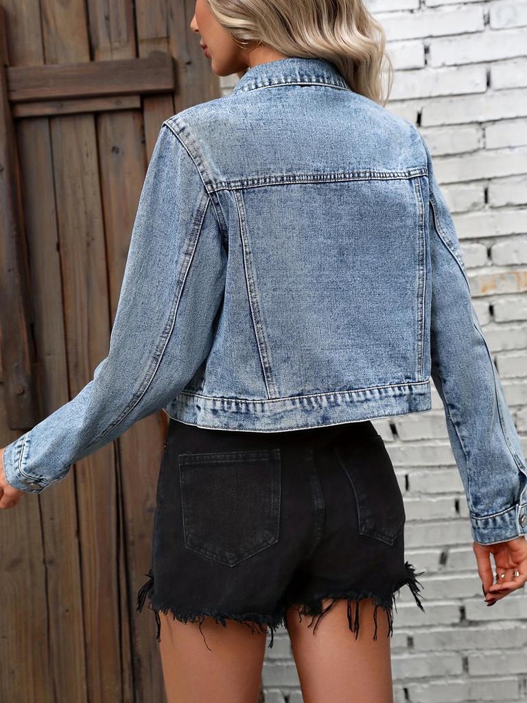 Autumn Long-Sleeved Denim Jacket for Cross-Border Shipping To Russia
