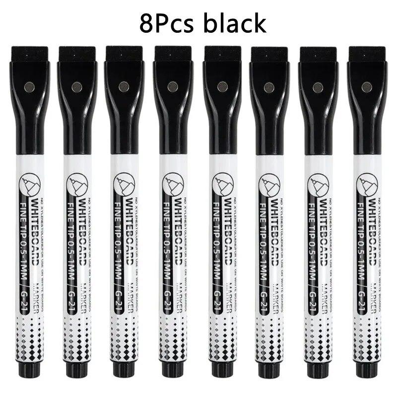 8 Colors 05mm Magnetic Dry Erase Markers Whiteboard Marker Pen Office School White Board Stationery Extra Fine Tip Colored Pens