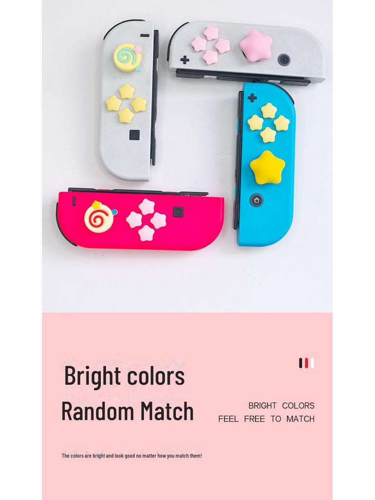 Switch Star Kirby-Themed Joystick Cap Stickers for OLED - No Glue Required, Compatible with Shell