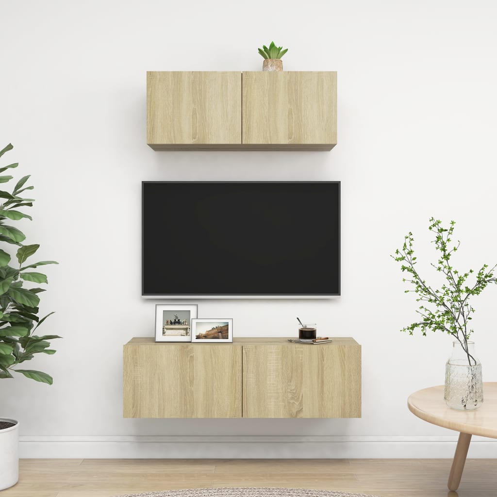 Vidaxl 2-Cz. TV Cabinet Set, Sonoma Oak, Wood-Based Material