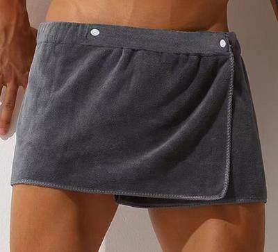 Men's Short Bathrobe, Wearable Or Wrap-around, Microfiber Beach Skirt, -exposure, Swimwear, Lint-free, Absorbent And Soft.