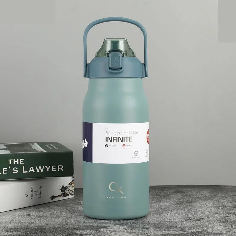 Stor Kapacitet Termosflaska Rostfritt Stål Termos Vattenflaska Kall Och Varm Tumbler Bärbar Vakuumkolv Kopp Utomhusmugg NY