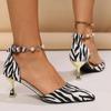 Fashion Women Sexy Leopard High Heels Sandals Women Bead Crystal Luxury Party Shoes  Designer Dress Pumps Zapatillas De Mujer 2025