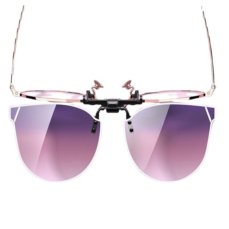 Sunglasses Polarized Clips Women'S Myopia Sunglasses Metal Clips Turnable Round Glasses 1023