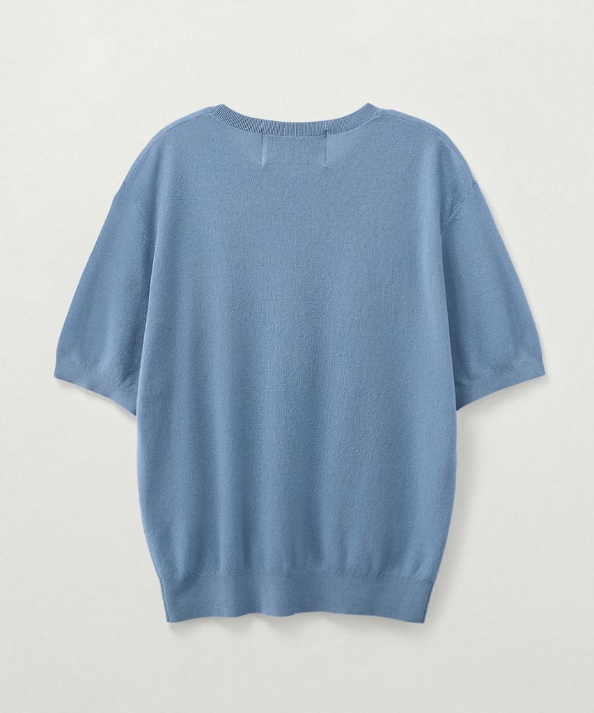 Seteo Lightweight Crew Neck Half Knit Blue