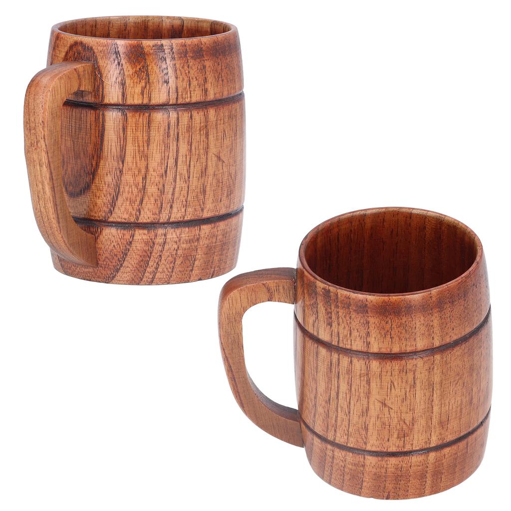 300ml Wooden Cup with Handle Anti Scalding Coffee Cup Harmless Water Beer Mug for Office Home