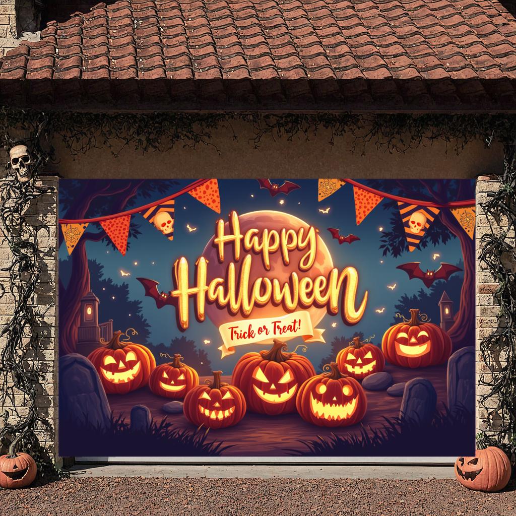 Trick Or Treat Banner Colorful Design Party Backdrop Pumpkin Banner Festive Banner For Themed Party Event Decor Outdoor