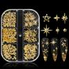Xiaomi 6 Grids Golden Star Metal Nail Charms Cross Star Nail Metal Rivet Alloy Hollow Star 3D Nail Art Decorations Manicure Accessories