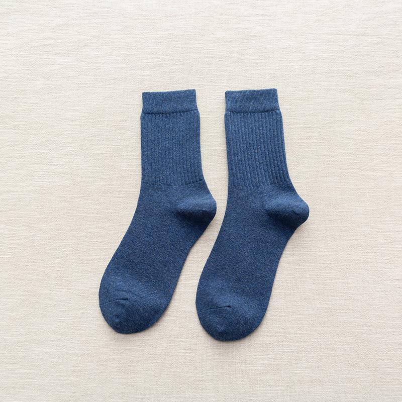 Socks Men'S Medium Socks Solid Color Men'S Socks Cotton Men'S Classic Athleisure Business Socks Thigh Socks