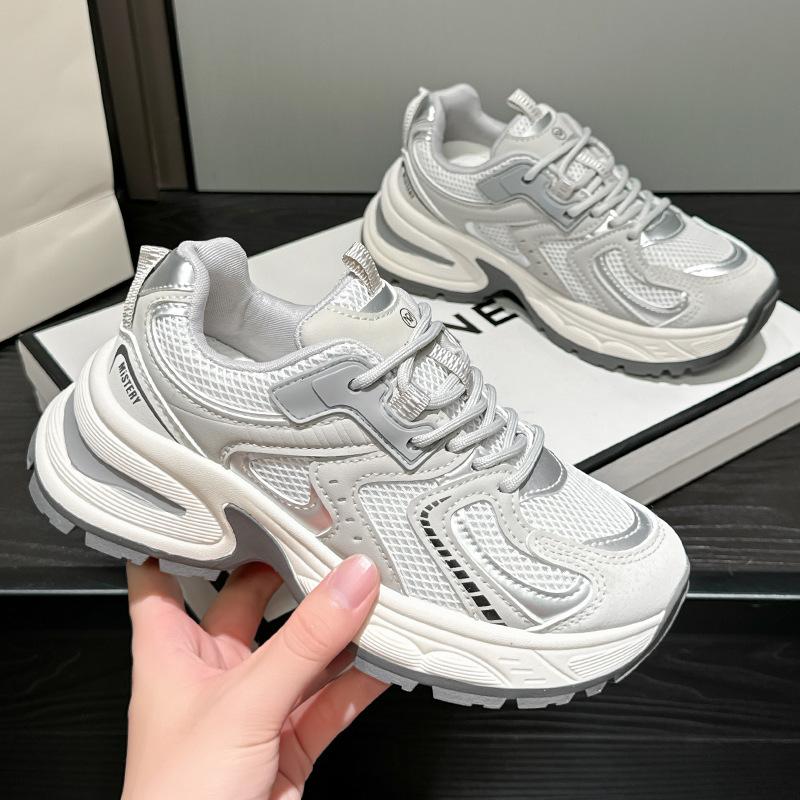 Spring and Summer New Mesh Breathable Sneakers Platform Casual Dad Shoes Board Shoes