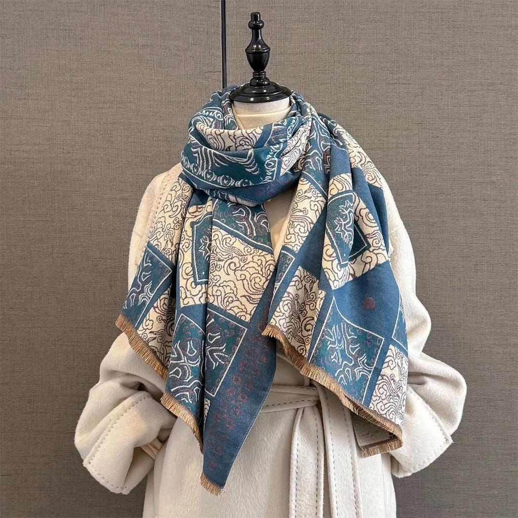 Thick Cashmere Blanket Women Scarf Warm Pashmina Shawl Winter Wraps Bufanda Print  New Design Poncho Echarpe Female Bufandas