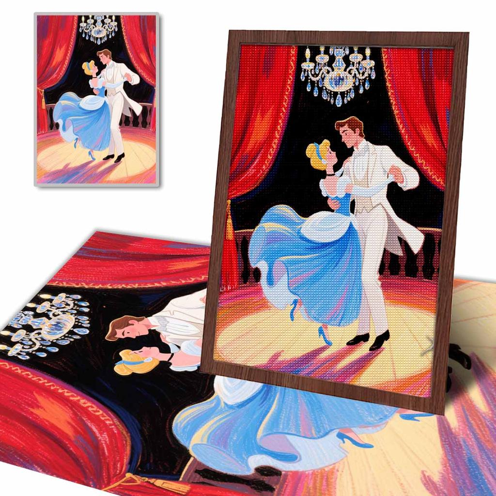 Diamond Mosaic Colorful Diamond Painting Cinderella and The Prince Full Round Embroidery Cartoon Creative Hobbies Wall Decor