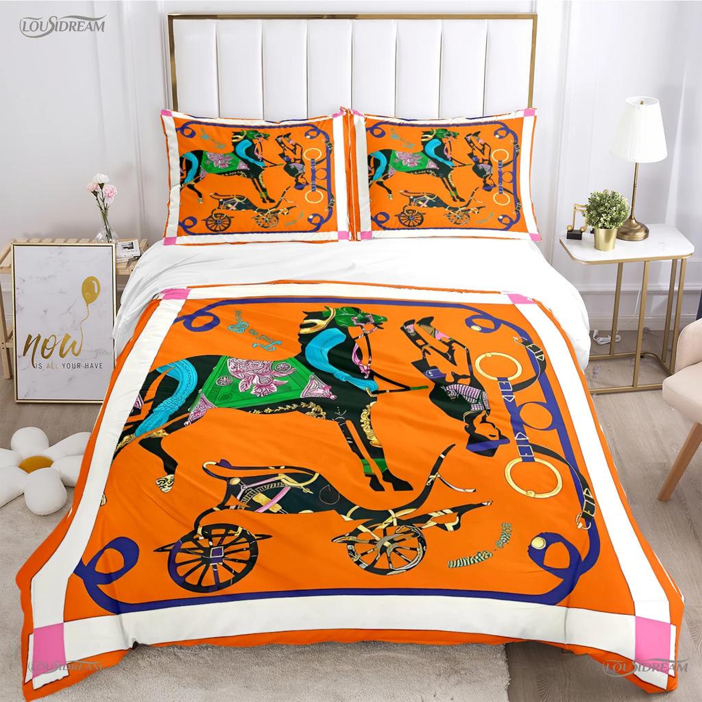 Fashion Ethnic Frame Horse Duvet Cover Comforter Bedding set Soft Quilt Cover and Pillowcases for Teens Single/Double/Queen/King