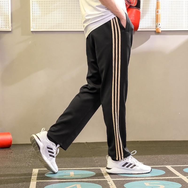 Adidas Wu Bo Series Side Stripe Logo Casual Breathable Straight Leg Sports Pants Retro Sports Pants Men Pants Black TR30P-BG