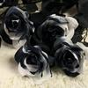 Black White Halloween Artificial Rose Flowers Soft Silk Real Touch Faux Flowers Gothic Exquisite Simulation Flowers