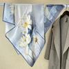 Bysifa|China Style Lotus Blue White Women100% Silk Scarf Hijab Cape Bandana Fall Winter Large Square Head Scarves Shawls 90Cm