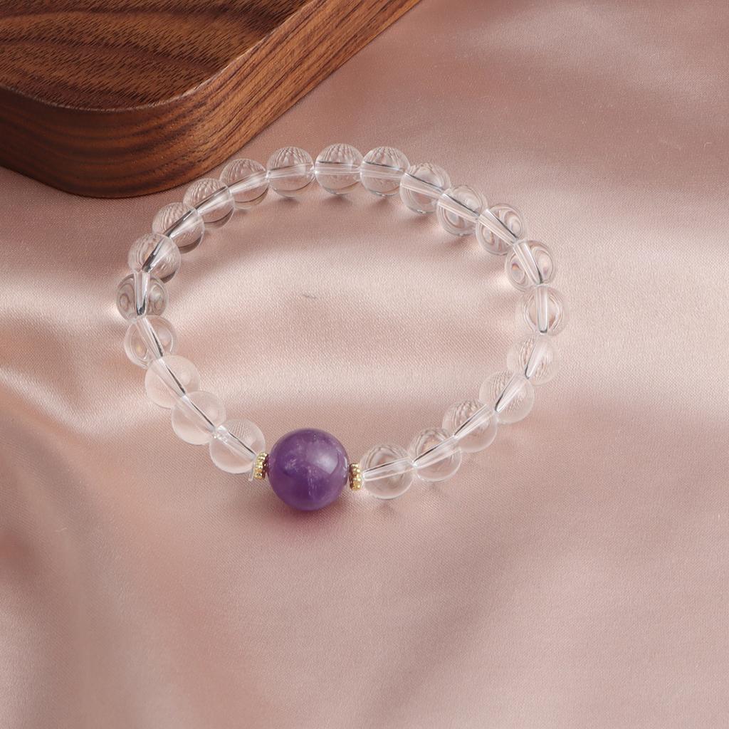 Bracelet White Crystal Gold Sun Aquamarine Natural Stone Crystal Bracelet Dopamine Versatile National Style Live