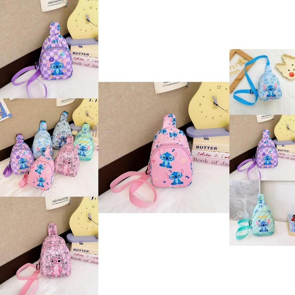 Adorable Cartoon Chest Bag For Kids Ages 3 To 6 With Fun Print Design In Green And Blue