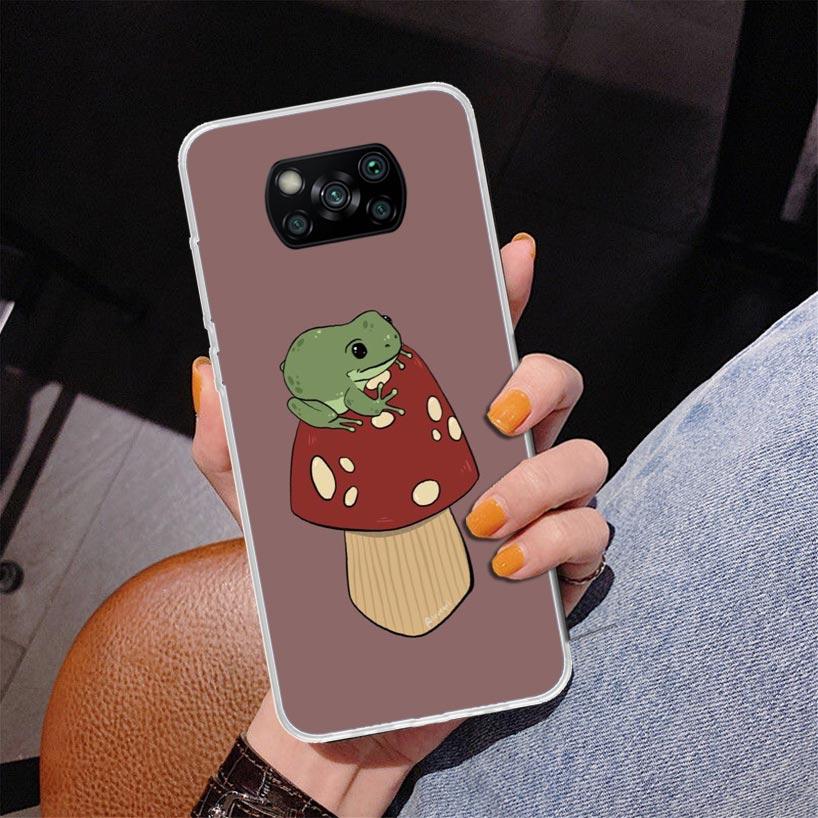 Cottagecore Frog Mushroom Kawaii Phone Case For Xiaomi Poco X7 X6 X5 Pro F7 Ultra Redmi 15C 15 13C 13 12C 12 10 10A 10C 9 9A 9C