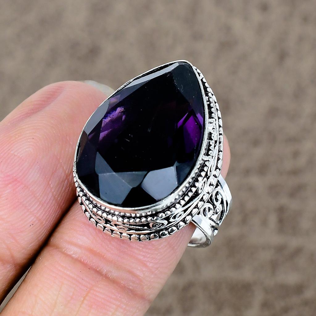 Amethyst Genstone Handmade 925 Sterling Silver Jewelry Ring Size 8.5 KKG-472