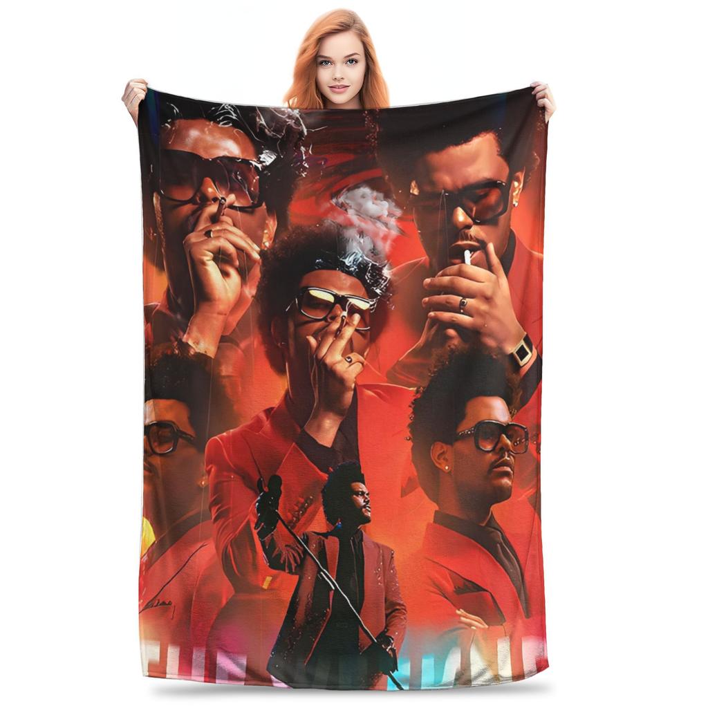 The Weeknds Rapper Singer Warm Blanket  Picnic Plush Bedding Throws Aesthetic Couch Chair Flannel Bedspread Sofa Bed Cover