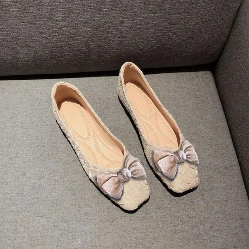 Anti-slip With Heel Shoes for Women Elegant Party Slip-on Satin Discount Stylish Genuine Mark Spring Non 2025 Trend Woman Flats