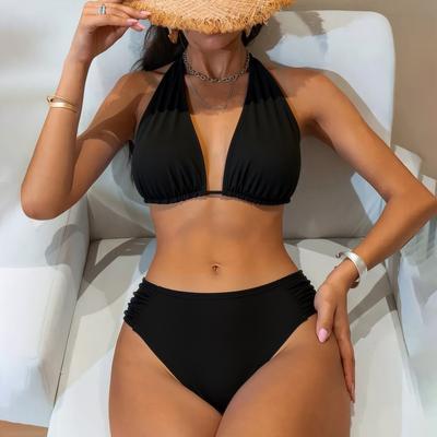 Sexy Bikini2026 Solid Color Bikini Split Fashionable Swimsuit Two-piece Beach