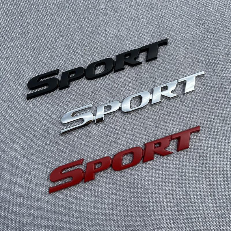 3D Metal Black Logo Sport Emblem Letters Sticker Car Front Grill Badge Trunk Decal For Sport Sticker Accessories