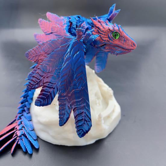 3D Printed Feathered Dragon Fidget Toy Movable Joints Flying Dragon Action Figure Articulated Dragon Figurine Model Desktop Decoration Kids Adults