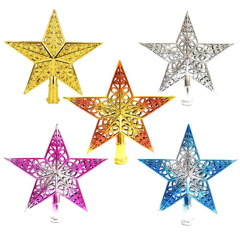Multicolor 3D Hollowed-Out Star Christmas Tree Topper - Plastic Ornament
