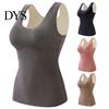 Tank Top Winter Women Thermal Vest with Chest Pads Seamless Velvet Fast Temperature Lock Sleeveless Shaping Heating V Neck Slim Fit Elastic Inner Wear