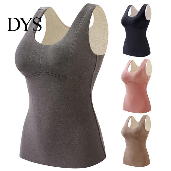 Tank Top Winter Women Thermal Vest with Chest Pads Seamless Velvet Fast Temperature Lock Sleeveless Shaping Heating V Neck Slim Fit Elastic Inner Wear