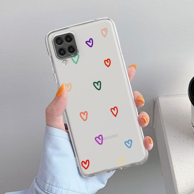 Transparente Hülle für Samsung Galaxy A52 A12 A51 A32 A21s A71 A32 A22 50 A70 A31 A72 5G Luxus Weiche Handyhülle Liebesherz Coque Capa