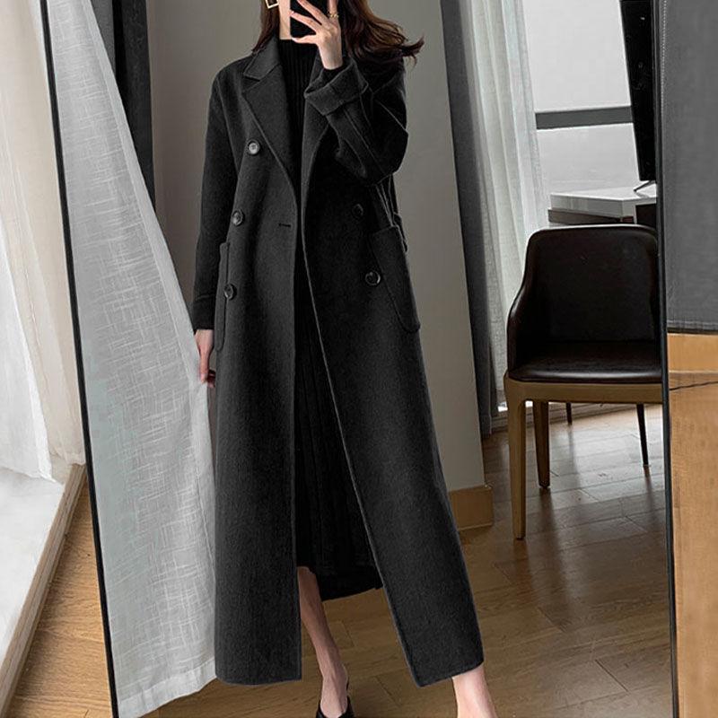 2025 Women's Plus Size Mid-Length Over-the-Knee Wool Coat - Autumn/Winter Fashion