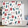 Floral Bow Pattern Shower Curtain White Backdrop Decor with Blue, Red, Green Accents for Bathroom