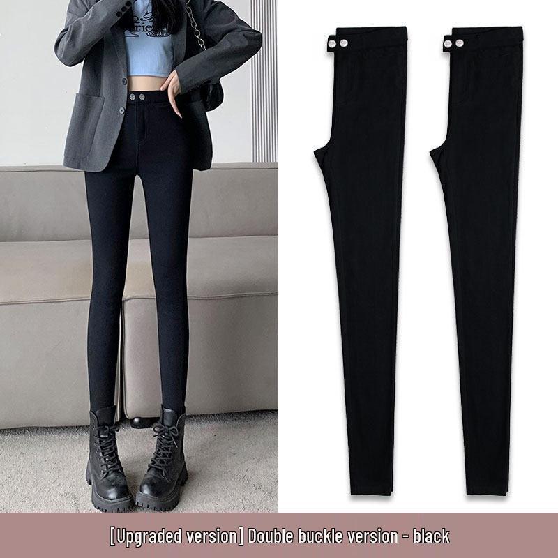 Women's High-Waisted Magic Black Slimming Pencil Pants - Plus Size, Elastic, Tight Fit for Spring and Autumn.